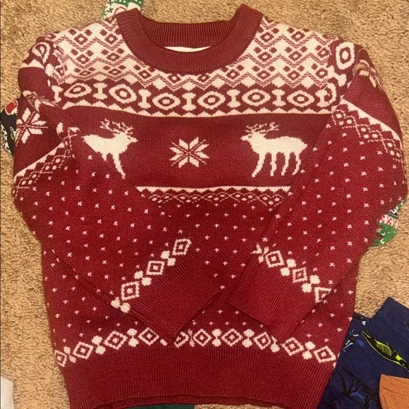 3 for $20! Size 4t Burgundy Red and White Holiday Christmas Sweater for boys - Picture 1 of 3